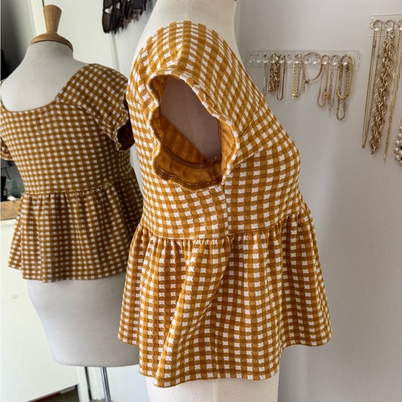MADEWELL••Gingham Knit Ruffle Hem Top••XXS - Picture 4 of 7